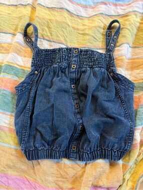 Anthropologie pilcro Blue Denim Smocked Bubble Tank